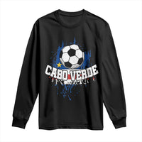 Cabo Verde Flag Football Graphic Long Sleeve Shirt Cape Verde Soccer Fans Artistic Pride