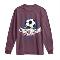 Cabo Verde Flag Football Graphic Long Sleeve Shirt Cape Verde Soccer Fans Artistic Pride