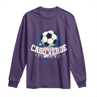 Cabo Verde Flag Football Graphic Long Sleeve Shirt Cape Verde Soccer Fans Artistic Pride