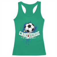 Cabo Verde Flag Football Graphic Racerback Tank Top Cape Verde Soccer Fans Artistic Pride