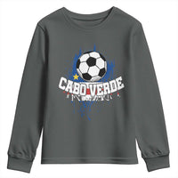 Cabo Verde Flag Football Graphic Youth Sweatshirt Cape Verde Soccer Fans Artistic Pride