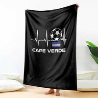 Cape Verde Soccer Heartbeat EKG Pulse Graphic Throw Blanket Cabo Verde Football Fans Pride