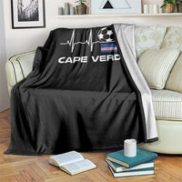 Cape Verde Soccer Heartbeat EKG Pulse Graphic Throw Blanket Cabo Verde Football Fans Pride