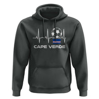 Cape Verde Soccer Heartbeat EKG Pulse Graphic Hoodie Cabo Verde Football Fans Pride