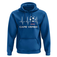 Cape Verde Soccer Heartbeat EKG Pulse Graphic Hoodie Cabo Verde Football Fans Pride