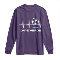 Cape Verde Soccer Heartbeat EKG Pulse Graphic Long Sleeve Shirt Cabo Verde Football Fans Pride