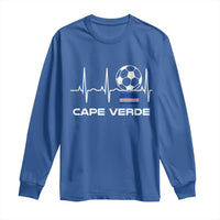 Cape Verde Soccer Heartbeat EKG Pulse Graphic Long Sleeve Shirt Cabo Verde Football Fans Pride