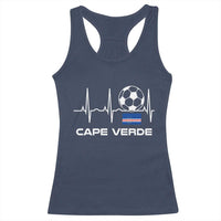 Cape Verde Soccer Heartbeat EKG Pulse Graphic Racerback Tank Top Cabo Verde Football Fans Pride