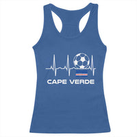 Cape Verde Soccer Heartbeat EKG Pulse Graphic Racerback Tank Top Cabo Verde Football Fans Pride