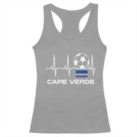 Cape Verde Soccer Heartbeat EKG Pulse Graphic Racerback Tank Top Cabo Verde Football Fans Pride