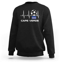 Cape Verde Soccer Heartbeat EKG Pulse Graphic Sweatshirt Cabo Verde Football Fans Pride