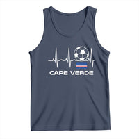 Cape Verde Soccer Heartbeat EKG Pulse Graphic Tank Top Cabo Verde Football Fans Pride