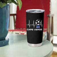 Cape Verde Soccer Heartbeat EKG Pulse Graphic Tumbler Cup Cabo Verde Football Fans Pride
