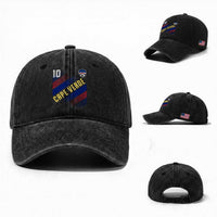 Cape Verde Soccer Jersey Style National Pride Washed Cotton Baseball Cap Cabo Verde Football Fans Number 10 Athletic