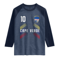 Cabo Verde Football Crest Pride Jersey Style Raglan Shirt Cape Verde Soccer Fan Number 10 Athletic