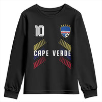 Cabo Verde Football Crest Pride Jersey Style Youth Sweatshirt Cape Verde Soccer Fan Number 10 Athletic