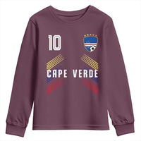 Cabo Verde Football Crest Pride Jersey Style Youth Sweatshirt Cape Verde Soccer Fan Number 10 Athletic