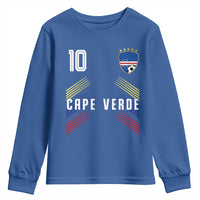 Cabo Verde Football Crest Pride Jersey Style Youth Sweatshirt Cape Verde Soccer Fan Number 10 Athletic