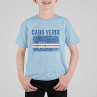 Cabo Verde Distressed Flag National Pride T Shirt For Kid Cape Verde Heritage Pride Retro Grunge Graphic