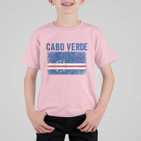 Cabo Verde Distressed Flag National Pride T Shirt For Kid Cape Verde Heritage Pride Retro Grunge Graphic