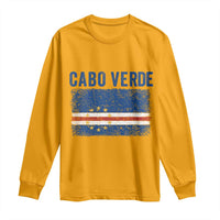 Cabo Verde Distressed Flag National Pride Long Sleeve Shirt Cape Verde Heritage Pride Retro Grunge Graphic