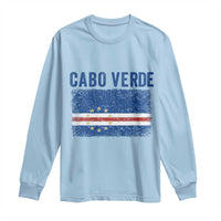 Cabo Verde Distressed Flag National Pride Long Sleeve Shirt Cape Verde Heritage Pride Retro Grunge Graphic