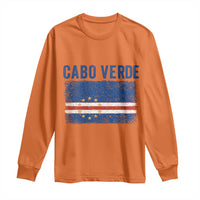 Cabo Verde Distressed Flag National Pride Long Sleeve Shirt Cape Verde Heritage Pride Retro Grunge Graphic