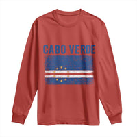 Cabo Verde Distressed Flag National Pride Long Sleeve Shirt Cape Verde Heritage Pride Retro Grunge Graphic