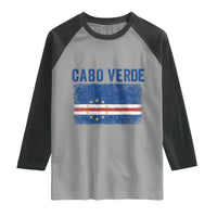 Cabo Verde Distressed Flag National Pride Raglan Shirt Cape Verde Heritage Pride Retro Grunge Graphic