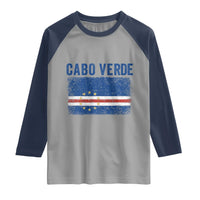 Cabo Verde Distressed Flag National Pride Raglan Shirt Cape Verde Heritage Pride Retro Grunge Graphic