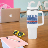 Cabo Verde Distressed Flag National Pride Tumbler With Handle Cape Verde Heritage Pride Retro Grunge Graphic