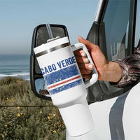 Cabo Verde Distressed Flag National Pride Tumbler With Handle Cape Verde Heritage Pride Retro Grunge Graphic