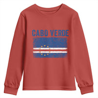 Cabo Verde Distressed Flag National Pride Youth Sweatshirt Cape Verde Heritage Pride Retro Grunge Graphic