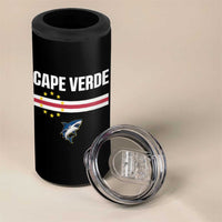 Cape Verde Flag Blue Shark Heritage 4 in 1 Can Cooler Tumbler Cabo Verde Verdean Pride Soccer Football Fans
