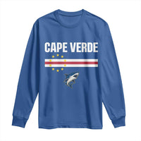 Cape Verde Flag Blue Shark Heritage Long Sleeve Shirt Cabo Verde Verdean Pride Soccer Football Fans