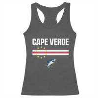 Cape Verde Flag Blue Shark Heritage Racerback Tank Top Cabo Verde Verdean Pride Soccer Football Fans