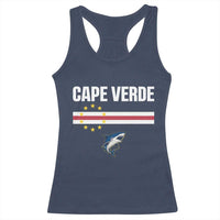 Cape Verde Flag Blue Shark Heritage Racerback Tank Top Cabo Verde Verdean Pride Soccer Football Fans