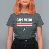 Cape Verde Flag Blue Shark Heritage T Shirt For Women Cabo Verde Verdean Pride Soccer Football Fans