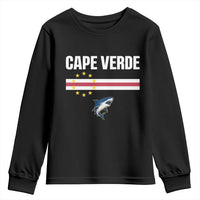 Cape Verde Flag Blue Shark Heritage Youth Sweatshirt Cabo Verde Verdean Pride Soccer Football Fans