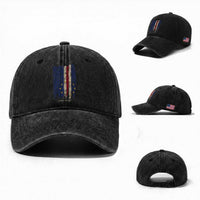 Cape Verde Vertical Brush Stroke Flag Graphic Washed Cotton Baseball Cap Cabo Verde National Pride Artistic Gift