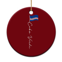 Cabo Verde Elegant Script Flag Graphic Ceramic Ornament Cape Verde Minimalist Cursive National Pride Gift