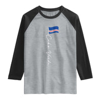 Cabo Verde Elegant Script Flag Graphic Raglan Shirt Cape Verde Minimalist Cursive National Pride Gift