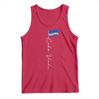 Cabo Verde Elegant Script Flag Graphic Tank Top Cape Verde Minimalist Cursive National Pride Gift
