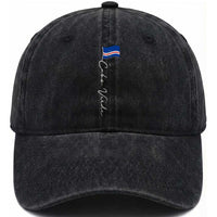 Cabo Verde Elegant Script Flag Graphic Washed Cotton Baseball Cap Cape Verde Minimalist Cursive National Pride Gift