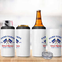 Cabo Verde West Africa Crossed Flags 4 in 1 Can Cooler Tumbler Cape Verde Est 1975 Retro National Pride