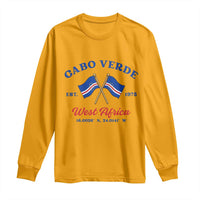 Cabo Verde West Africa Crossed Flags Long Sleeve Shirt Cape Verde Est 1975 Retro National Pride