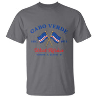 Cabo Verde West Africa Crossed Flags T Shirt Cape Verde Est 1975 Retro National Pride