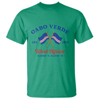 Cabo Verde West Africa Crossed Flags T Shirt Cape Verde Est 1975 Retro National Pride