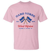 Cabo Verde West Africa Crossed Flags T Shirt Cape Verde Est 1975 Retro National Pride