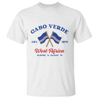 Cabo Verde West Africa Crossed Flags T Shirt Cape Verde Est 1975 Retro National Pride